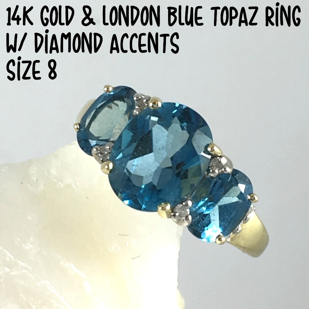 14K Gold & Blue Topaz Ring